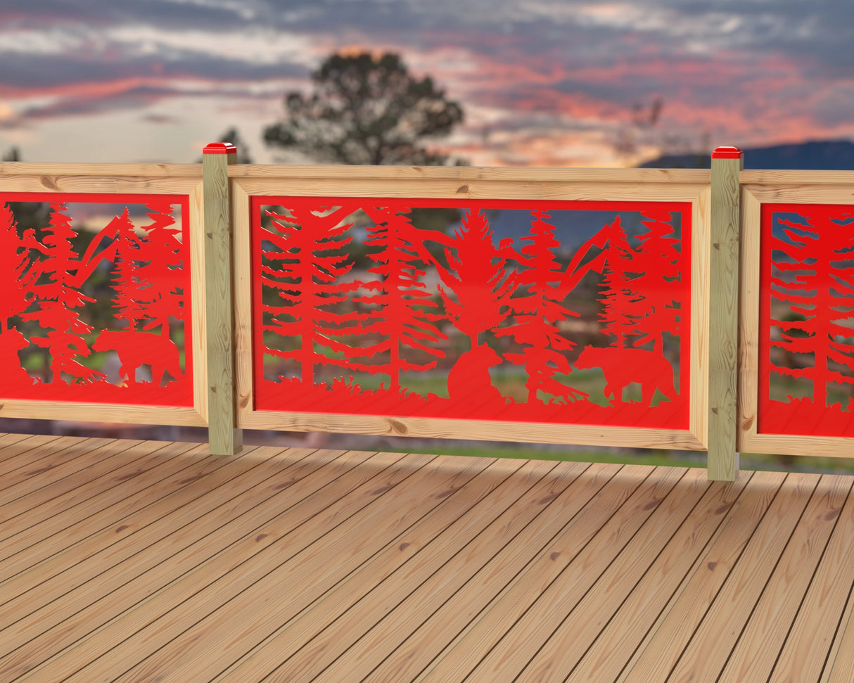 60"x30" - Bear Landscape Fence/Gate Panel Insert - Variation 4 - Madison Iron and Wood