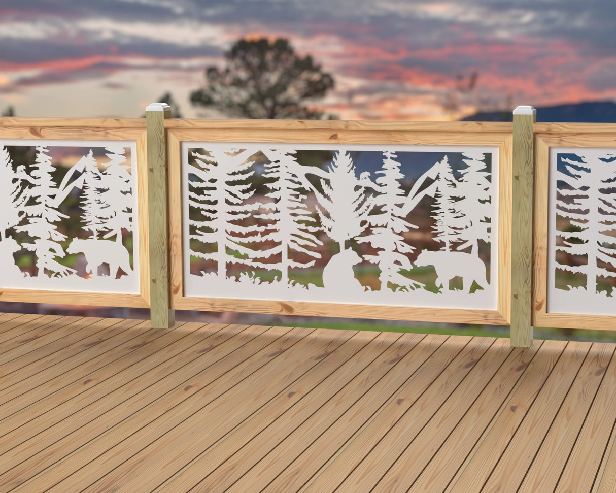 60"x30" - Bear Landscape Fence/Gate Panel Insert - Variation 4 - Madison Iron and Wood