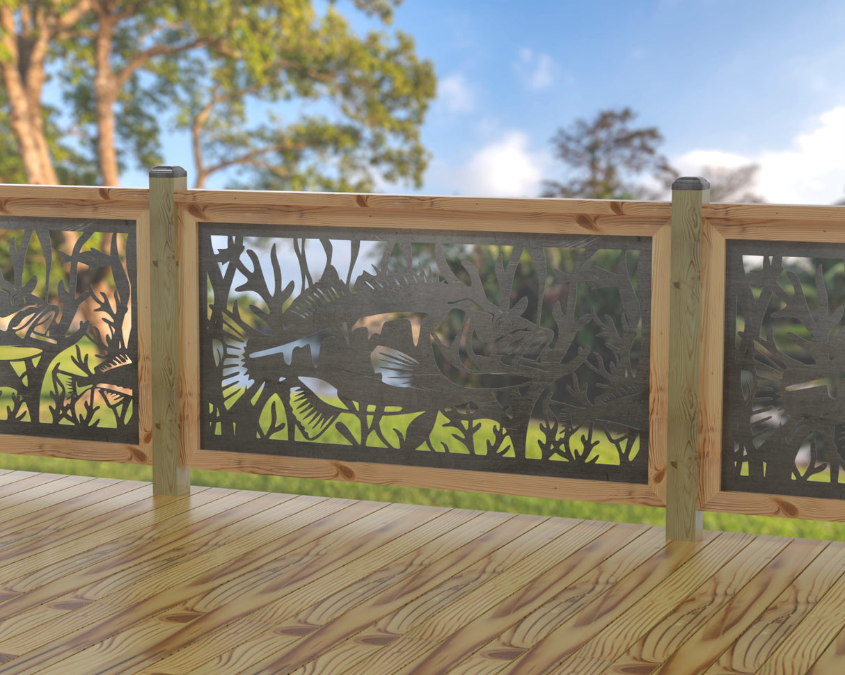 Fish Swimming Railing Panel Insert - Madison Iron and Wood