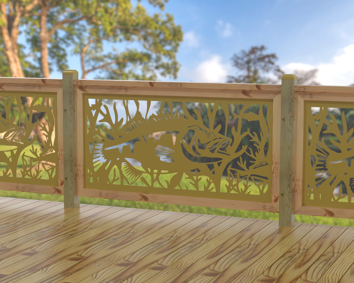 Fish Swimming Railing Panel Insert - Madison Iron and Wood