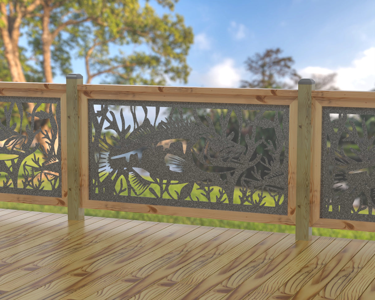Fish Swimming Railing Panel Insert - Madison Iron and Wood