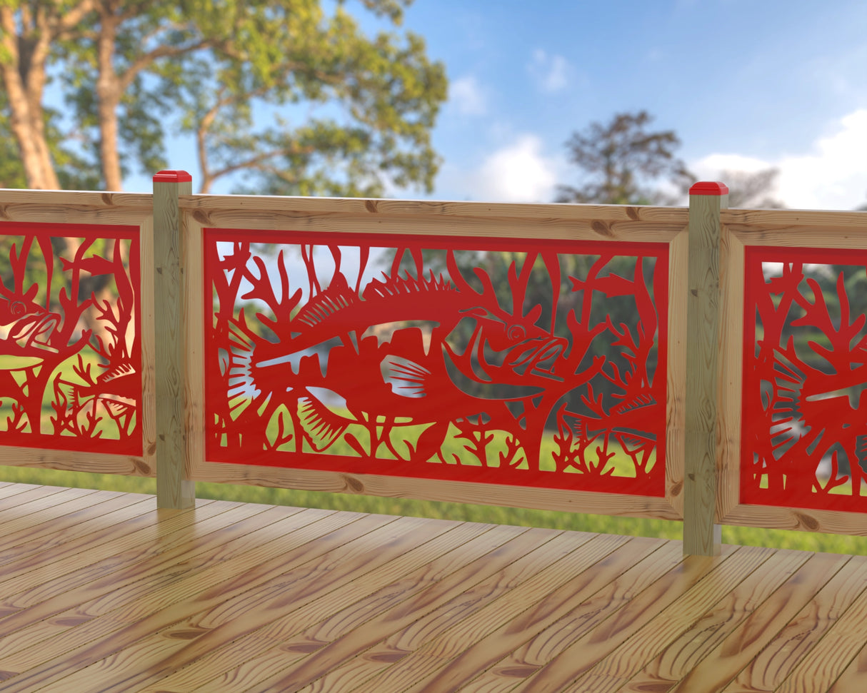 Fish Swimming Railing Panel Insert - Madison Iron and Wood