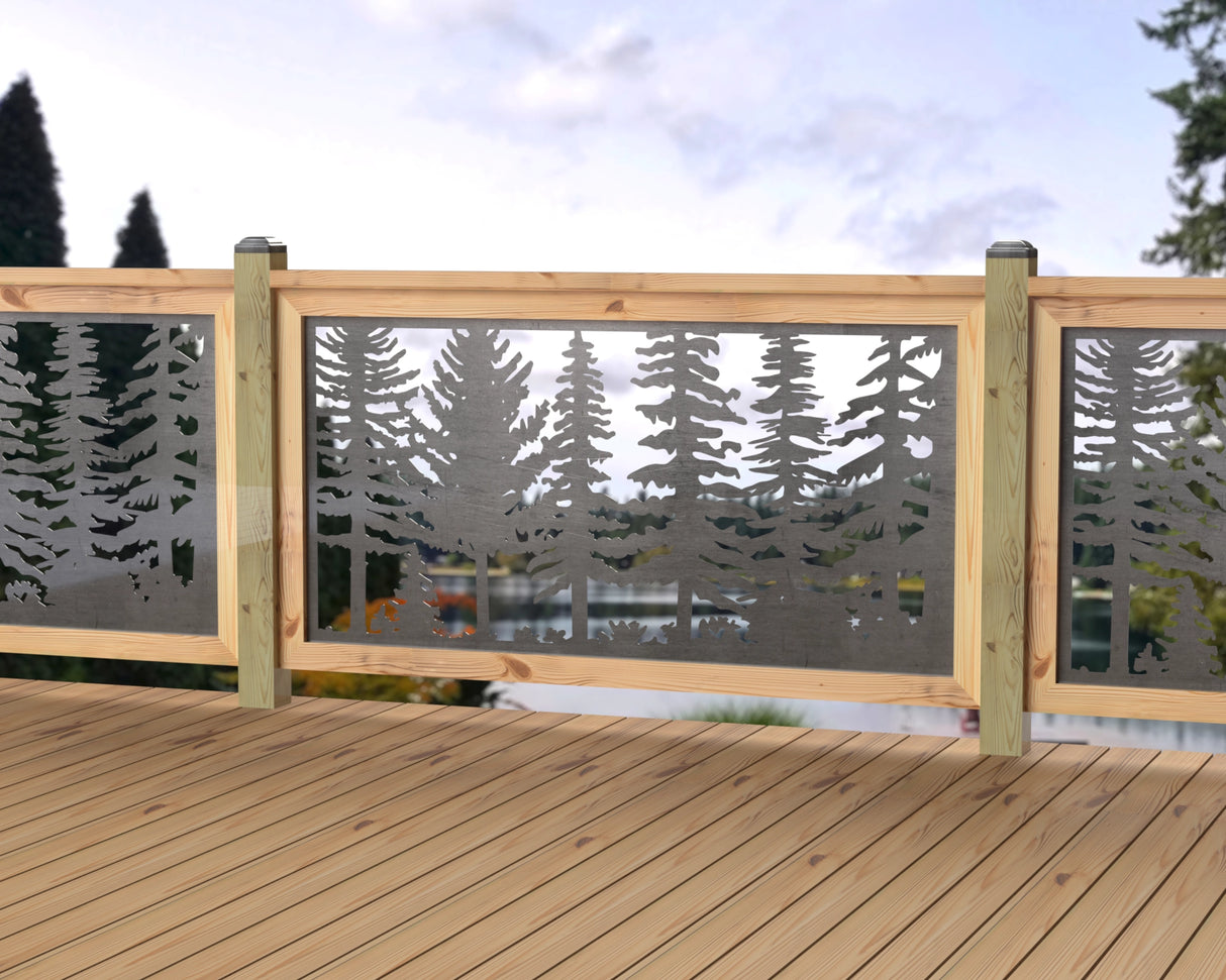 60"x30" - Forest Landscape Fence/Gate Panel Insert - Variation 3 - Madison Iron and Wood