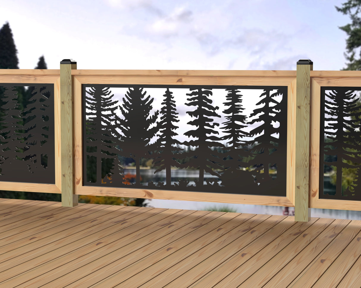 60"x30" - Forest Landscape Fence/Gate Panel Insert - Variation 3 - Madison Iron and Wood