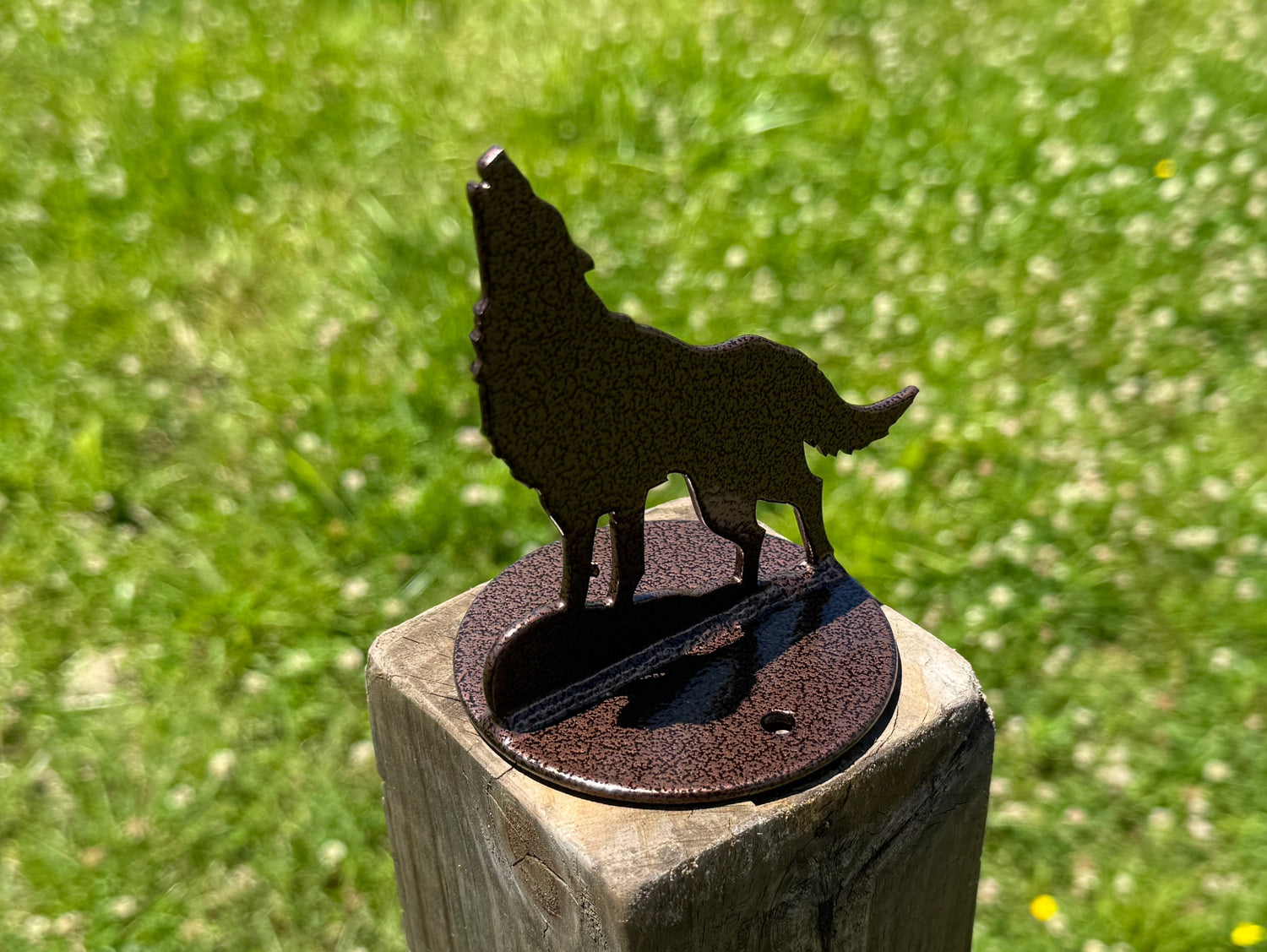 Wolf / Coyote Post Top For Round Wood Fence Post - Madison Iron and Wood