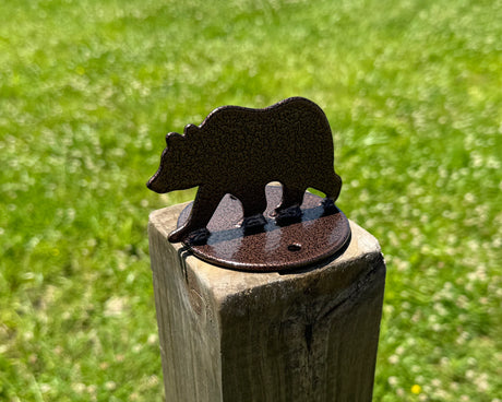 Bear Walking Post Top For Round Wood Fence Post - Madison Iron and Wood