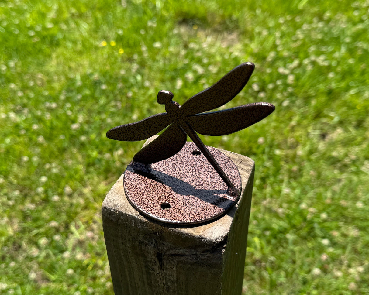 Dragonfly Post Top For Round Wood Fence Post - Madison Iron and Wood