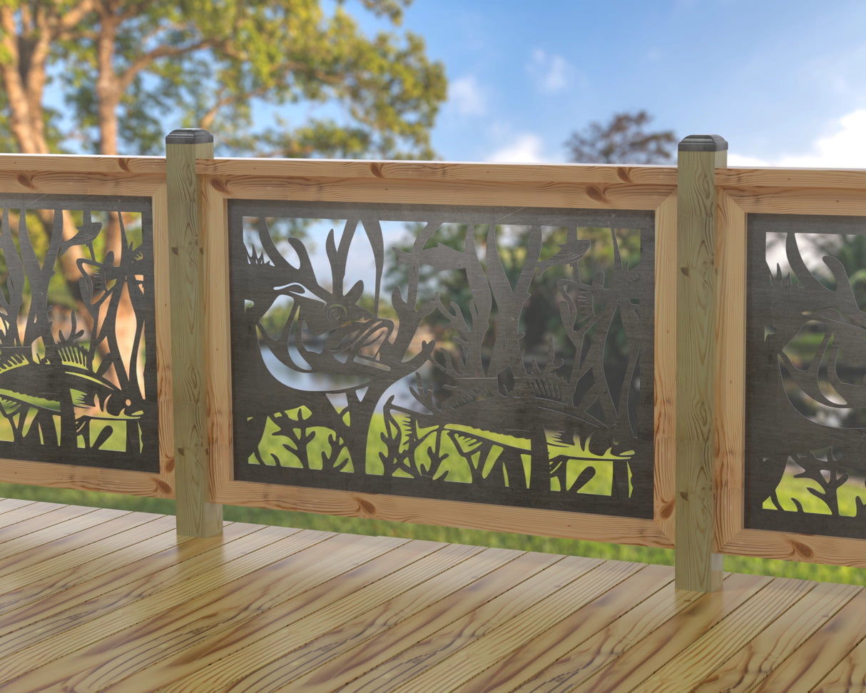 Fish Swimming Railing Panel Insert - Madison Iron and Wood