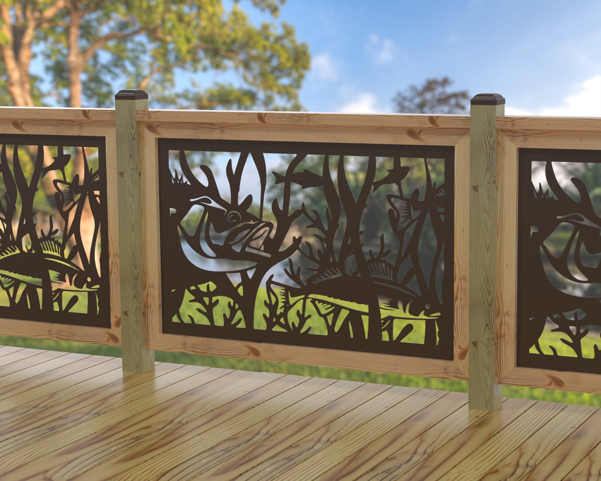 Fish Swimming Railing Panel Insert - Madison Iron and Wood