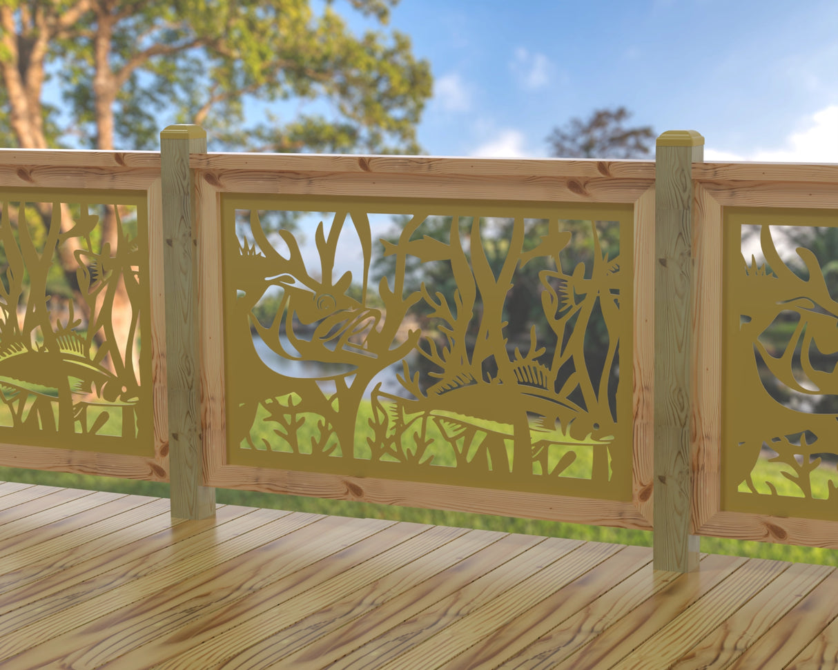 Fish Swimming Railing Panel Insert - Madison Iron and Wood