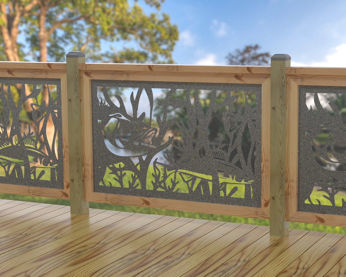 Fish Swimming Railing Panel Insert - Madison Iron and Wood