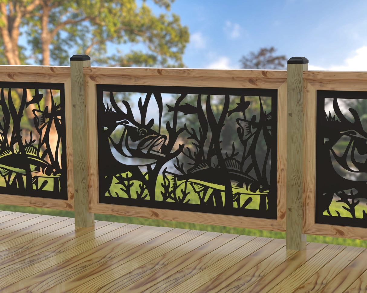 Fish Swimming Railing Panel Insert - Madison Iron and Wood