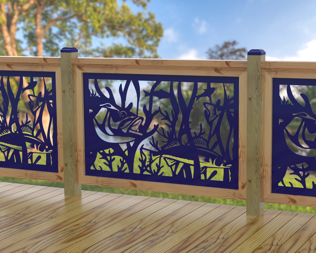 Fish Swimming Railing Panel Insert - Madison Iron and Wood