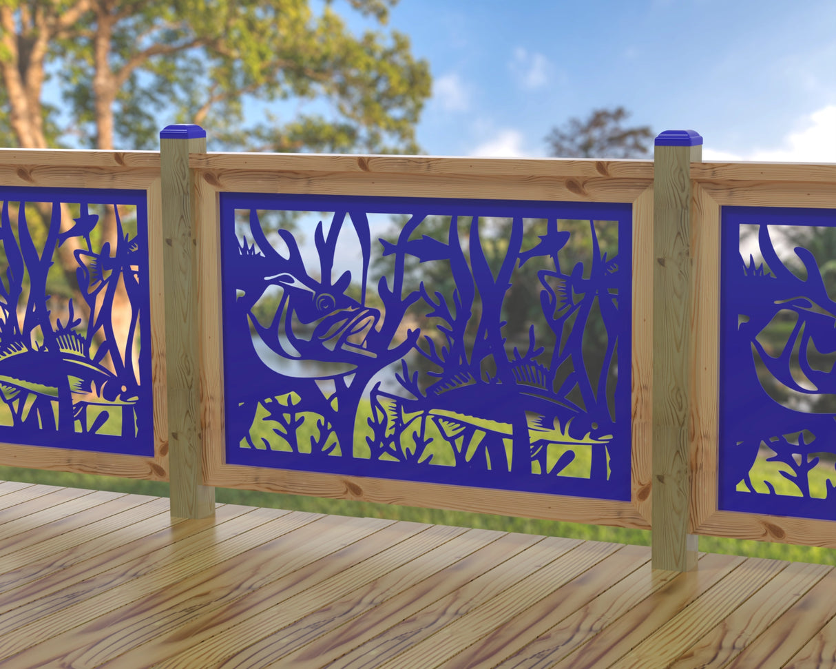 Fish Swimming Railing Panel Insert - Madison Iron and Wood