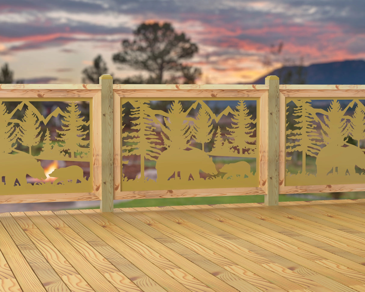 47"x30" - Bear Landscape Fence/Gate Panel Insert - Madison Iron and Wood