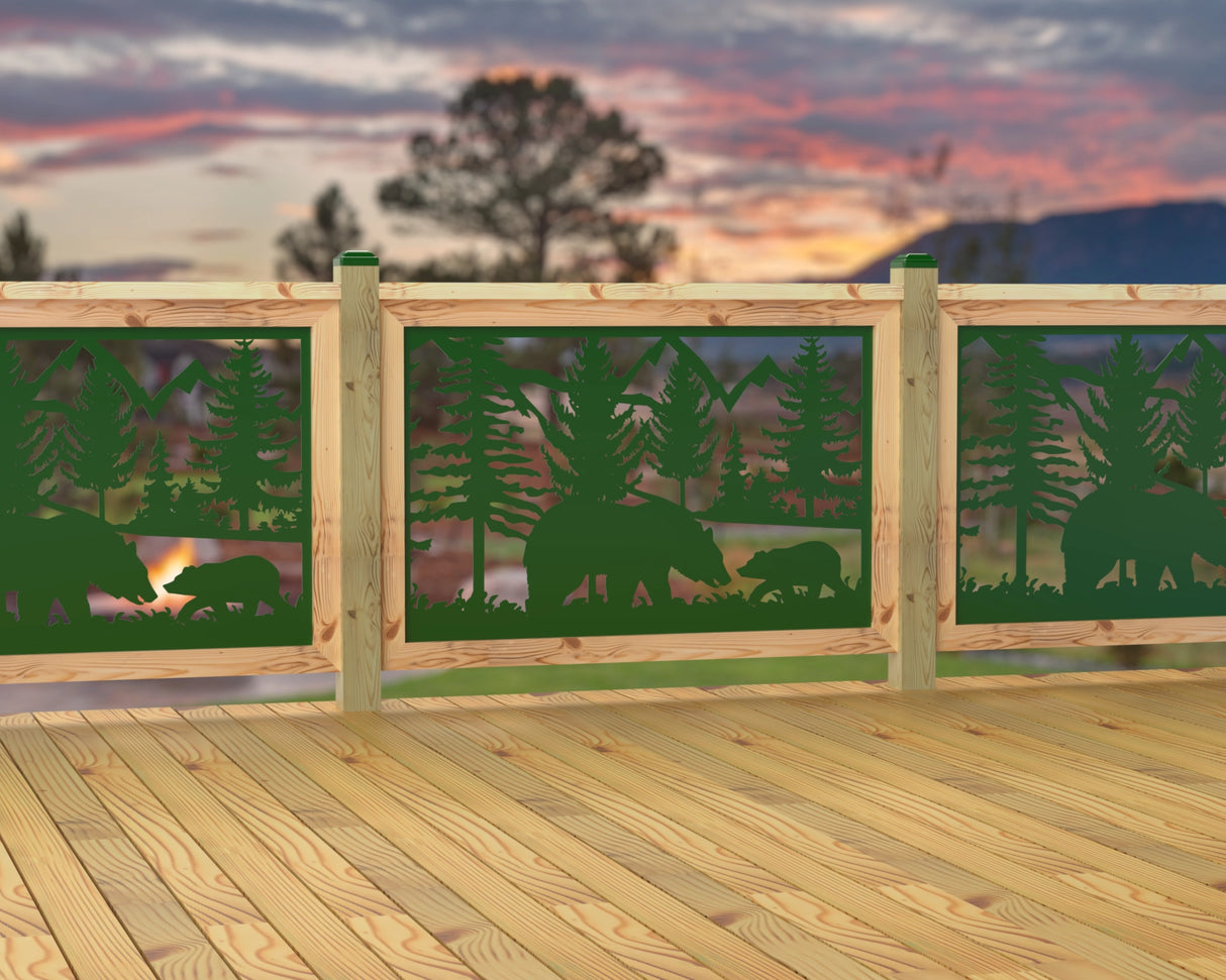 47"x30" - Bear Landscape Fence/Gate Panel Insert - Madison Iron and Wood