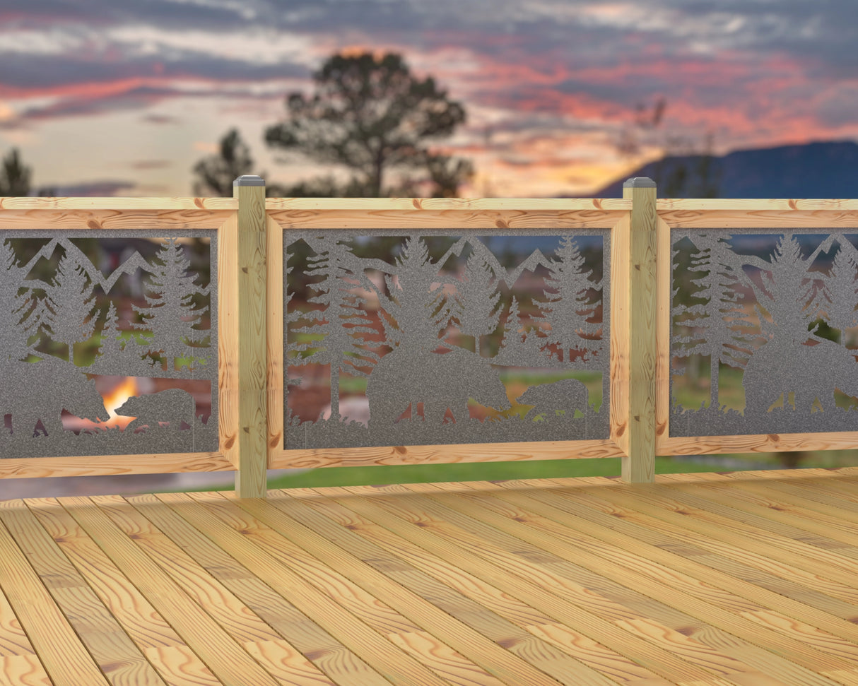 47"x30" - Bear Landscape Fence/Gate Panel Insert - Madison Iron and Wood