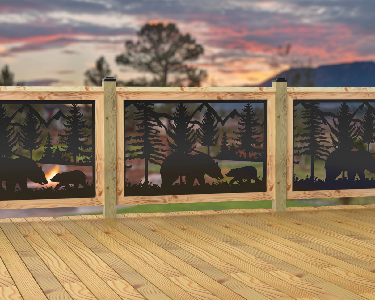 47"x30" - Bear Landscape Fence/Gate Panel Insert - Madison Iron and Wood