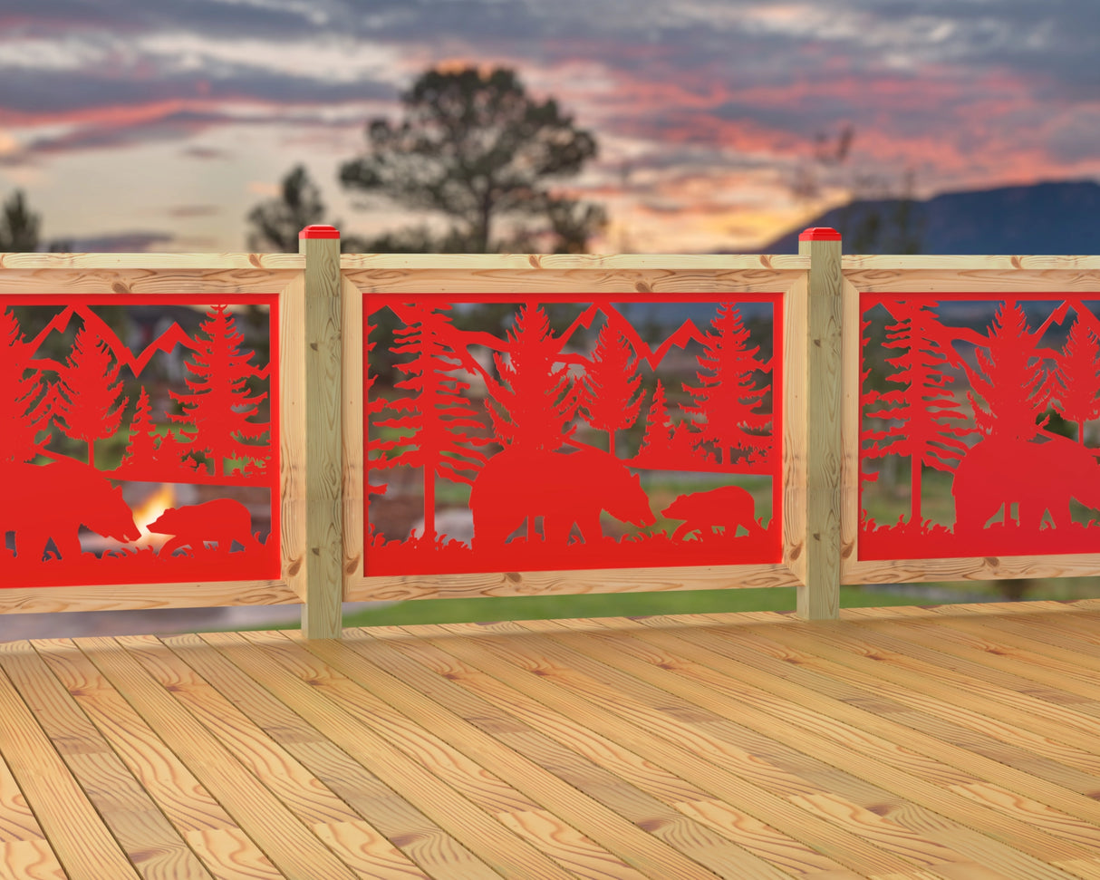 47"x30" - Bear Landscape Fence/Gate Panel Insert - Madison Iron and Wood