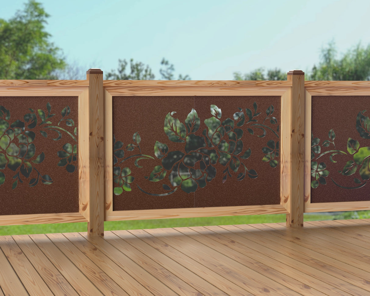 47"x30" - Floral Design Fence/Gate Panel Insert - Madison Iron and Wood