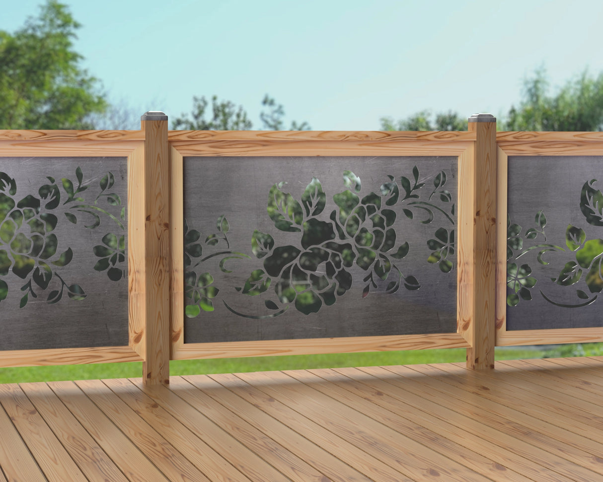 47"x30" - Floral Design Fence/Gate Panel Insert - Madison Iron and Wood
