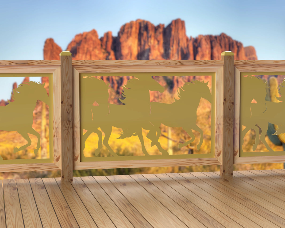 47"x30" - Horses Running Fence/Gate Panel Insert - Madison Iron and Wood