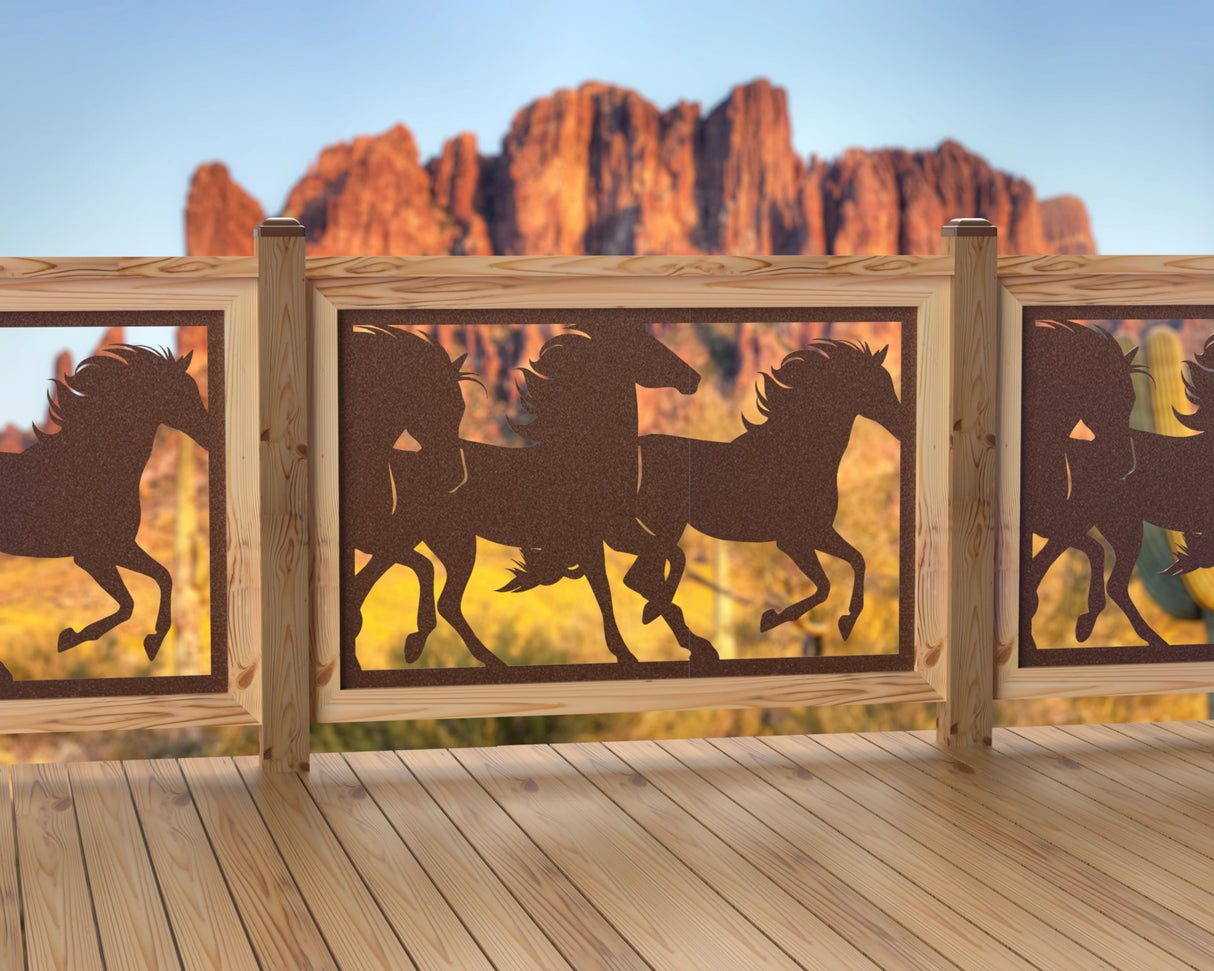 47"x30" - Horses Running Fence/Gate Panel Insert - Madison Iron and Wood