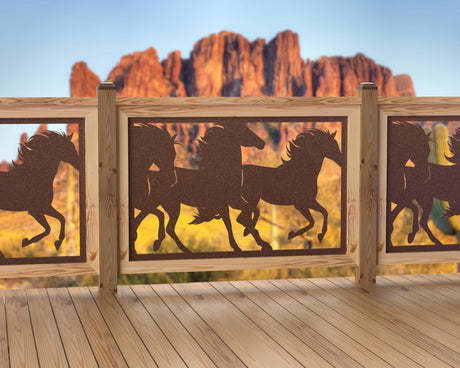 47"x30" - Horses Running Fence/Gate Panel Insert - Madison Iron and Wood