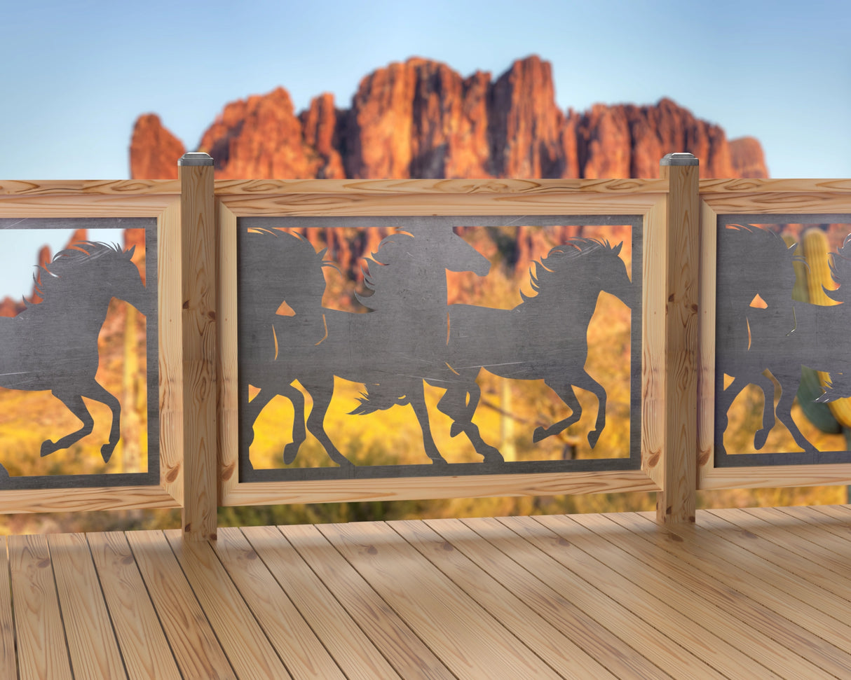 47"x30" - Horses Running Fence/Gate Panel Insert - Madison Iron and Wood