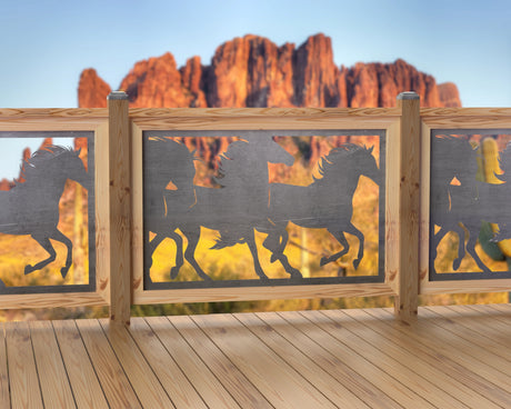 47"x30" - Horses Running Fence/Gate Panel Insert - Madison Iron and Wood