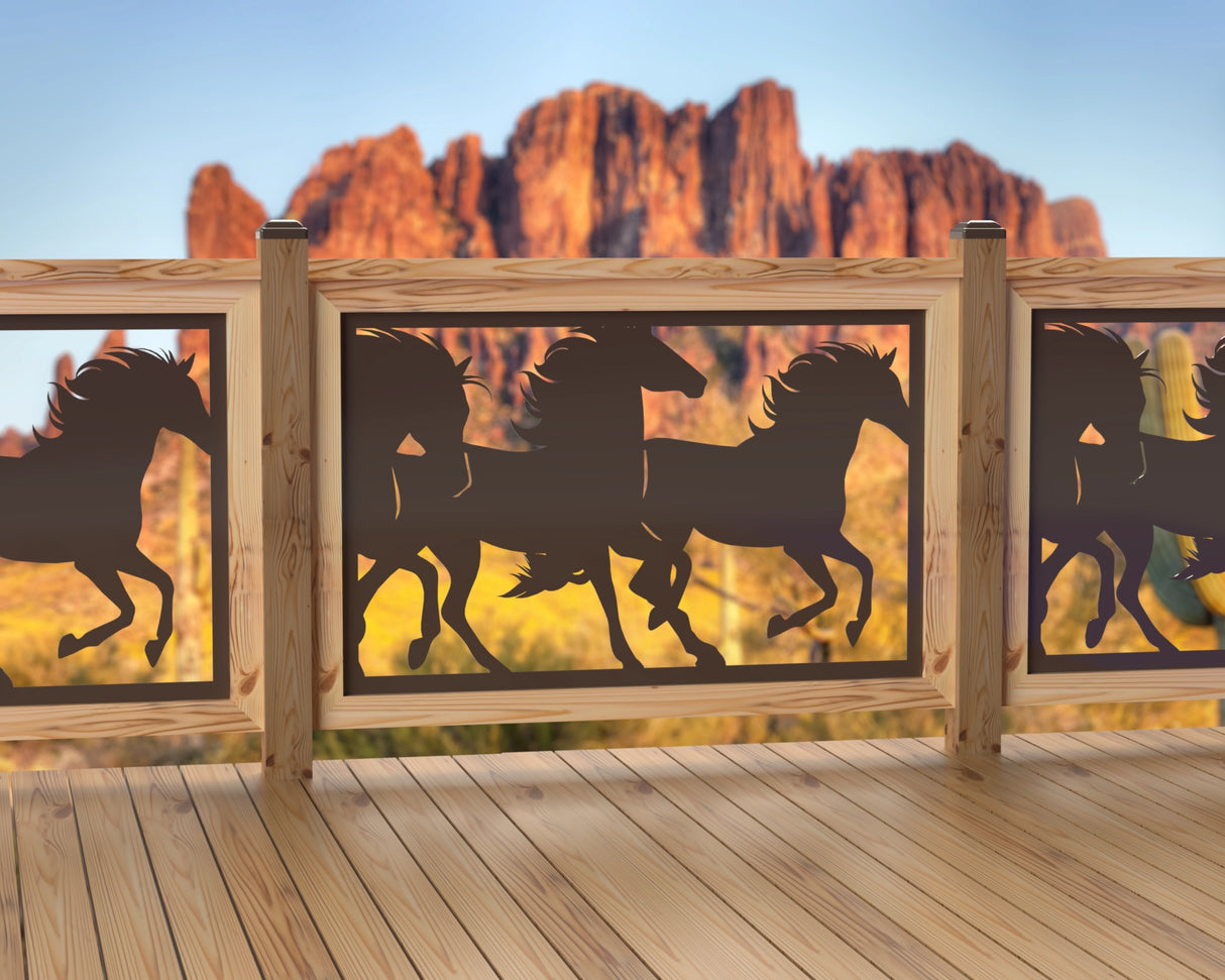 47"x30" - Horses Running Fence/Gate Panel Insert - Madison Iron and Wood