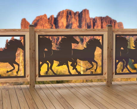 47"x30" - Horses Running Fence/Gate Panel Insert - Madison Iron and Wood