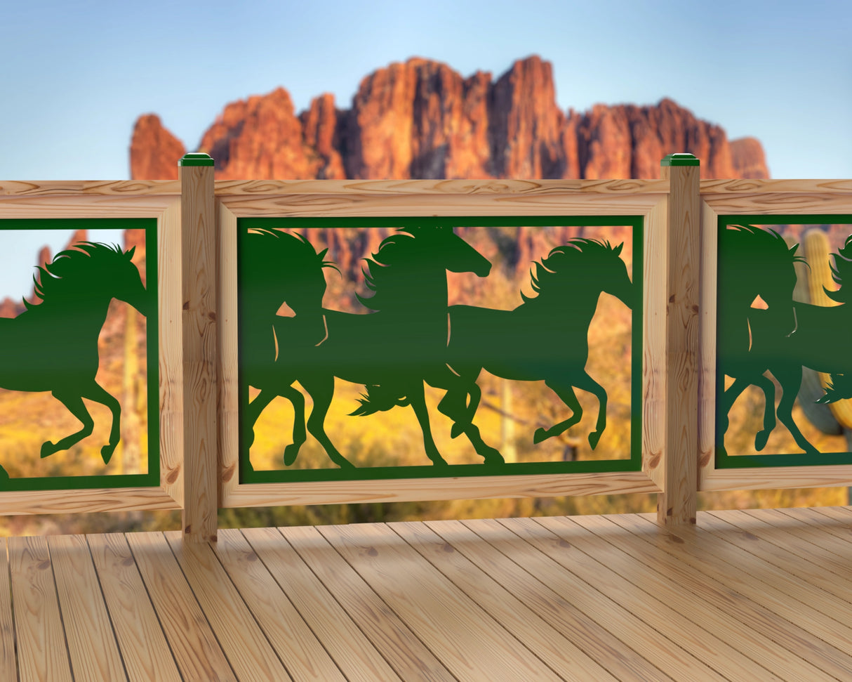47"x30" - Horses Running Fence/Gate Panel Insert - Madison Iron and Wood