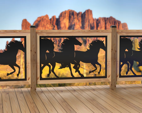 47"x30" - Horses Running Fence/Gate Panel Insert - Madison Iron and Wood