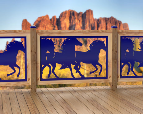 47"x30" - Horses Running Fence/Gate Panel Insert - Madison Iron and Wood