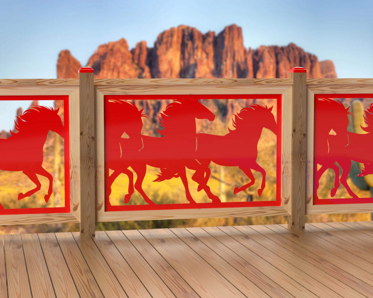 47"x30" - Horses Running Fence/Gate Panel Insert - Madison Iron and Wood