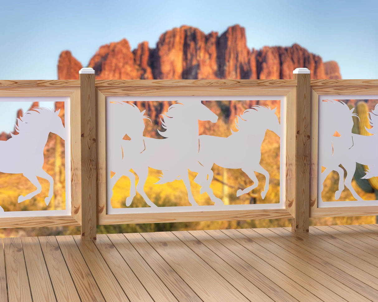 47"x30" - Horses Running Fence/Gate Panel Insert - Madison Iron and Wood