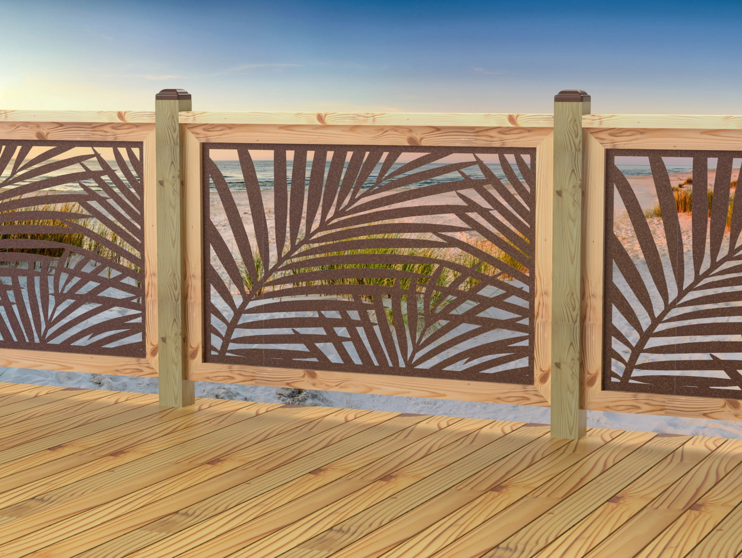 47"x30" - Palm Leaf Pattern Fence/Gate Panel Insert - Madison Iron and Wood