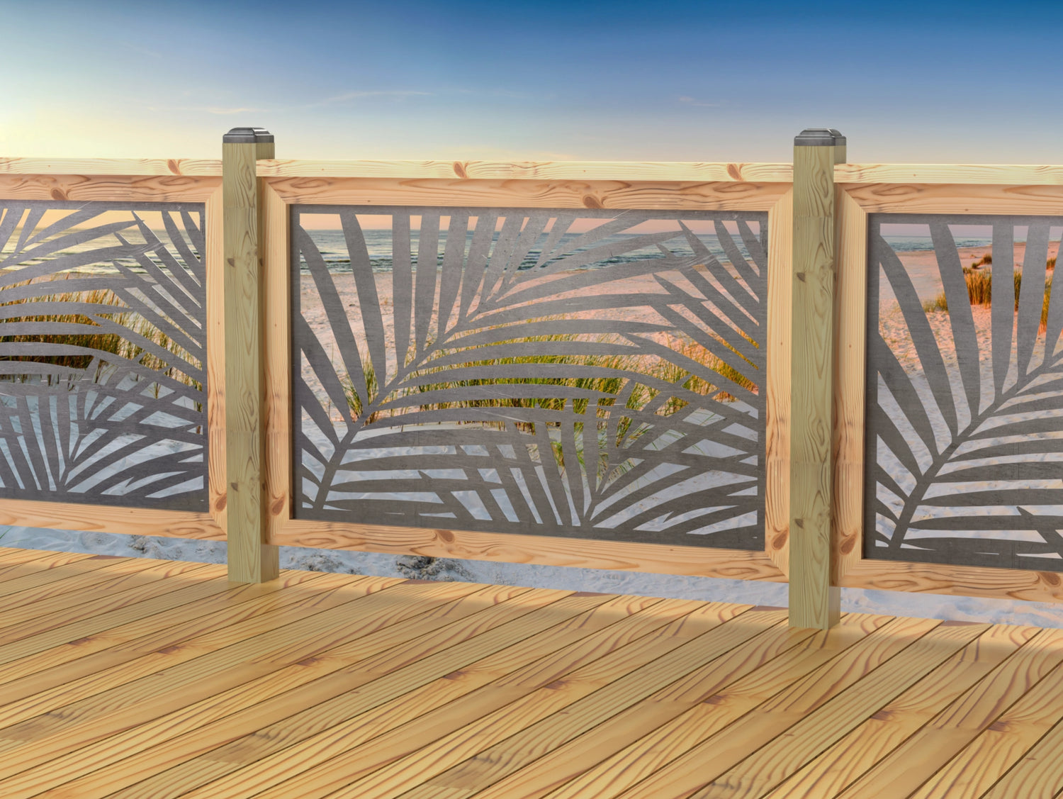 47"x30" - Palm Leaf Pattern Fence/Gate Panel Insert - Madison Iron and Wood