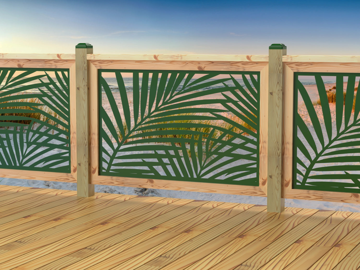 47"x30" - Palm Leaf Pattern Fence/Gate Panel Insert - Madison Iron and Wood