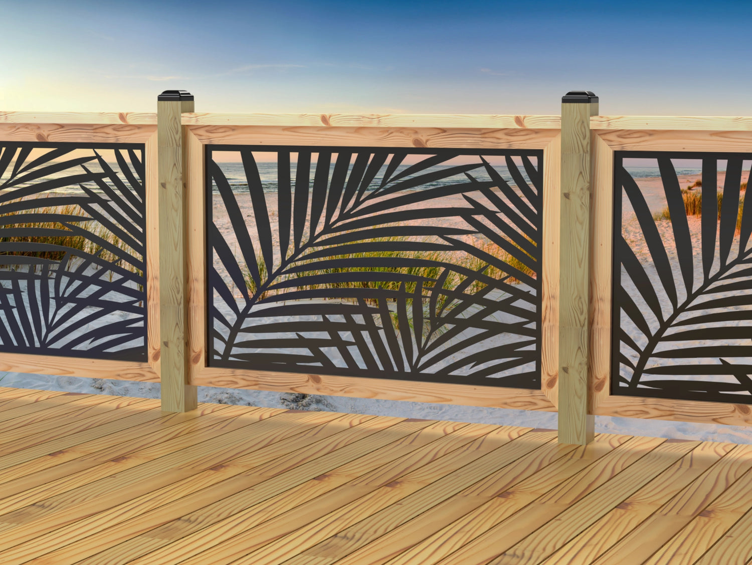 47"x30" - Palm Leaf Pattern Fence/Gate Panel Insert - Madison Iron and Wood