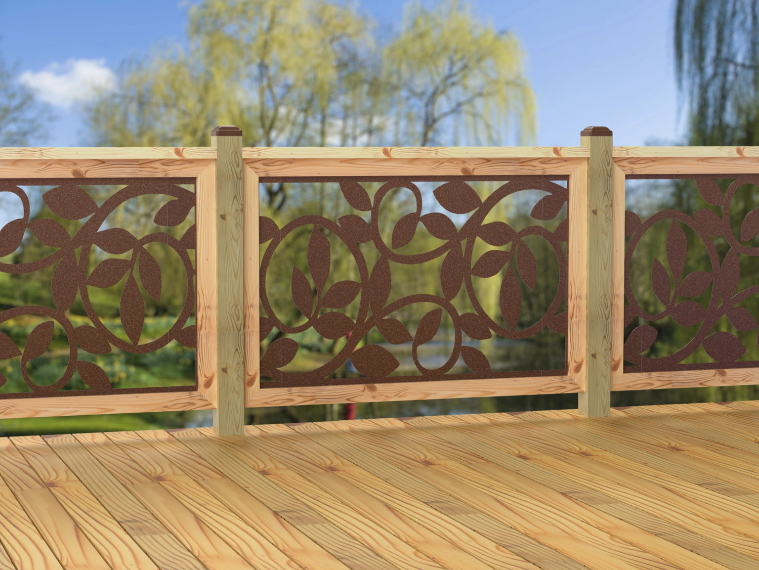 47"x30" - Vine Pattern Fence/Gate Panel Insert - Madison Iron and Wood