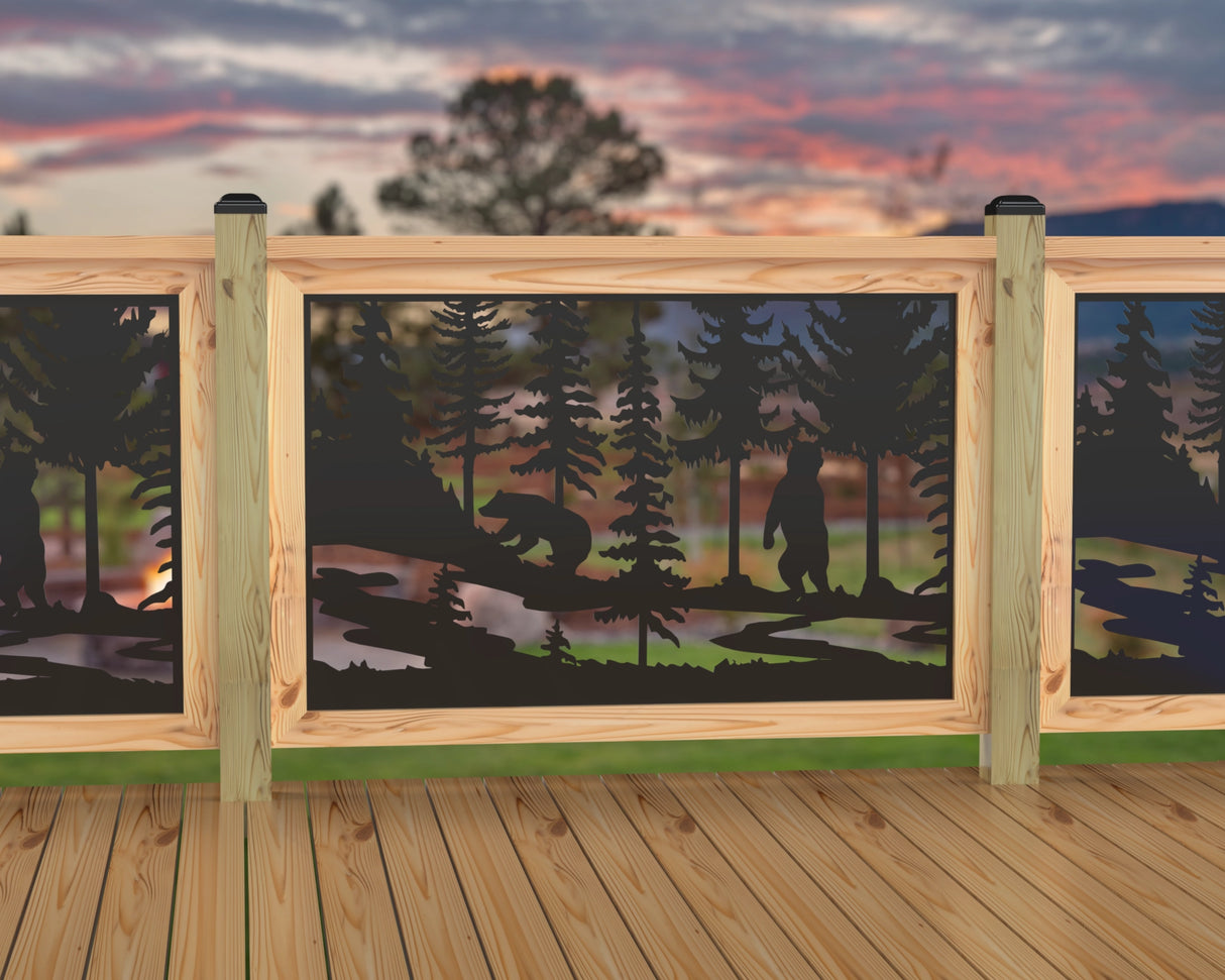 47"x30" - Bear Landscape Fence/Gate Panel Insert - Variation 2 - Madison Iron and Wood