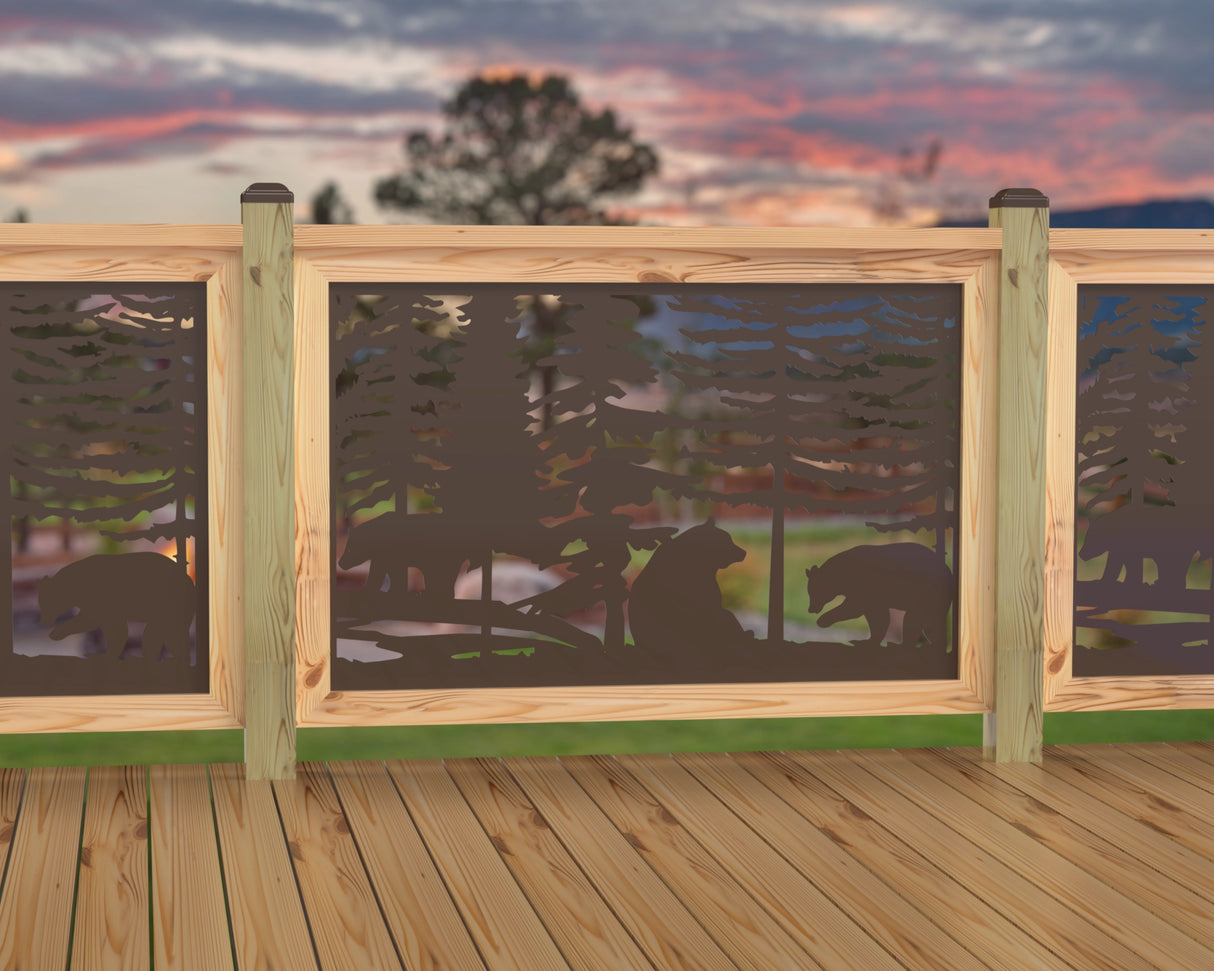 47"x30" - Bear Landscape Fence/Gate Panel Insert - Variation 3 - Madison Iron and Wood