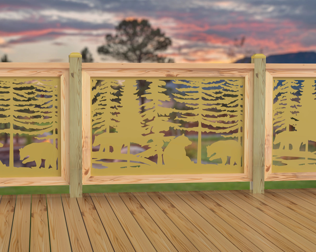 47"x30" - Bear Landscape Fence/Gate Panel Insert - Variation 3 - Madison Iron and Wood