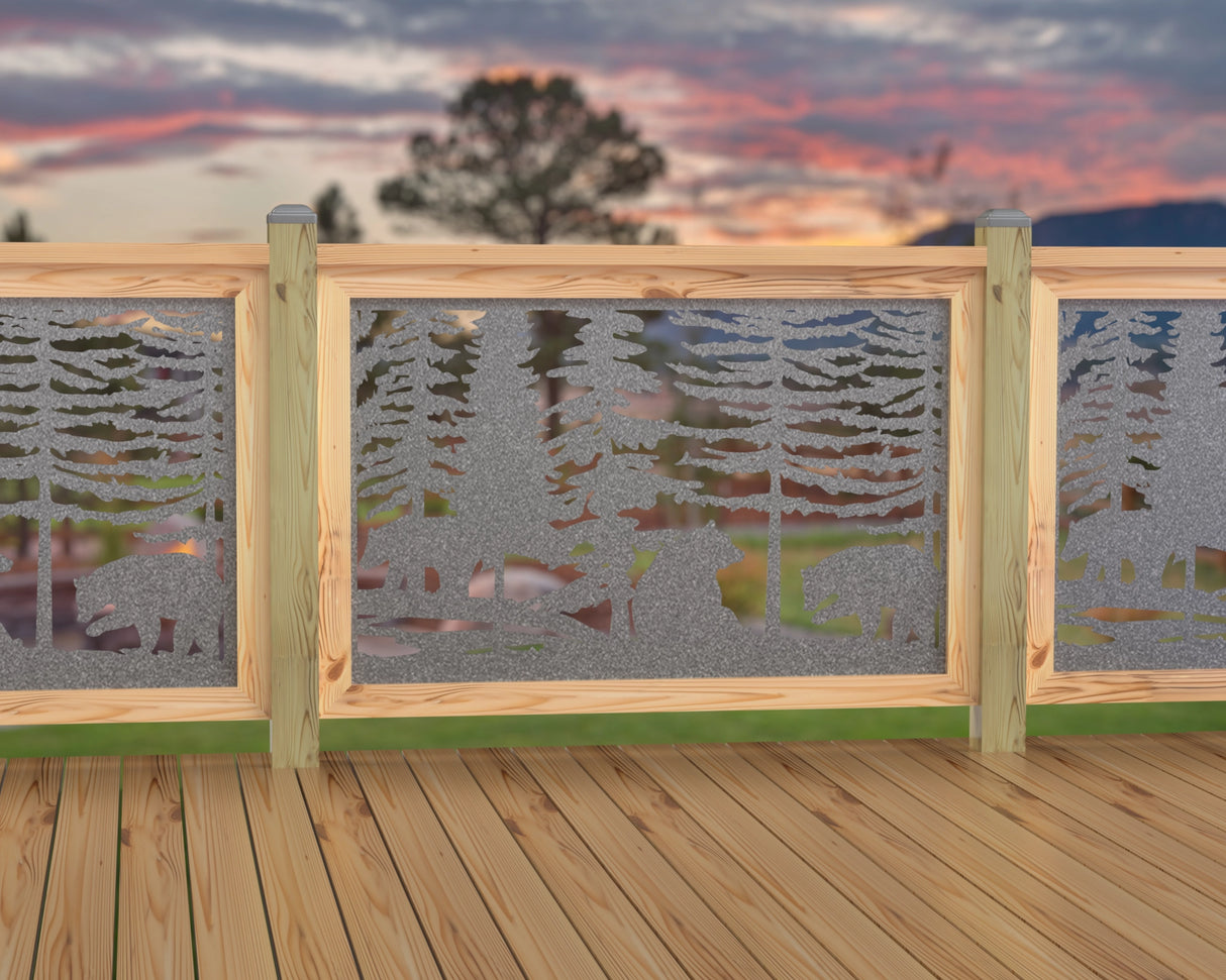 47"x30" - Bear Landscape Fence/Gate Panel Insert - Variation 3 - Madison Iron and Wood
