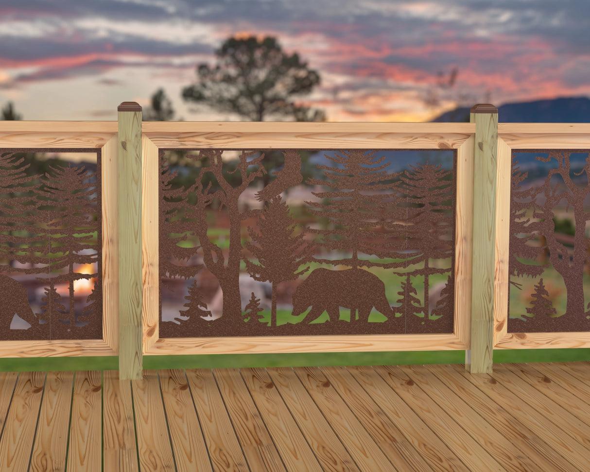 47"x30" - Bear Landscape Fence/Gate Panel Insert - Variation 4 - Madison Iron and Wood