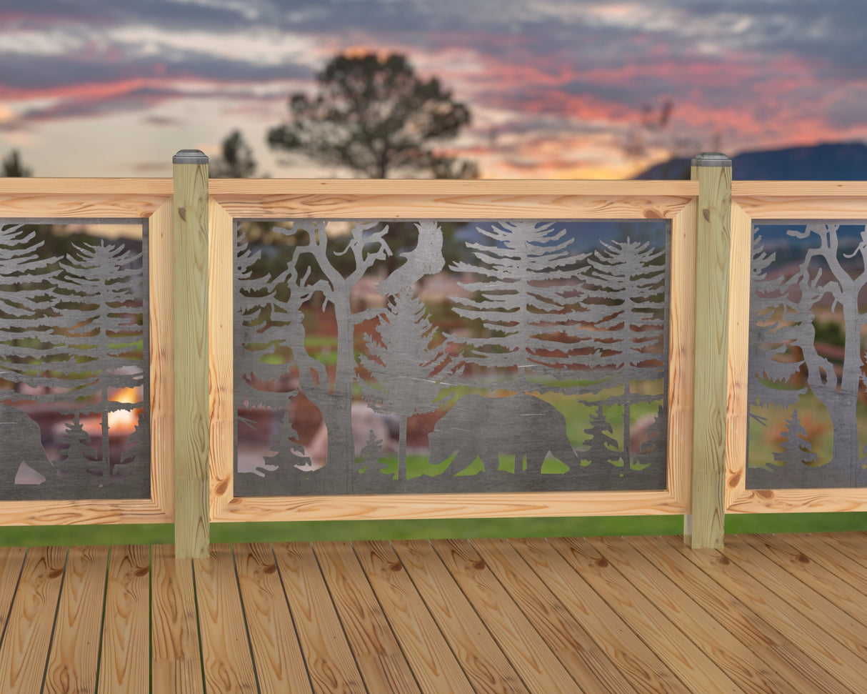 47"x30" - Bear Landscape Fence/Gate Panel Insert - Variation 4 - Madison Iron and Wood