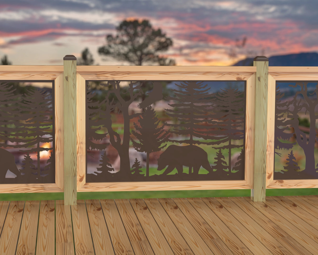 47"x30" - Bear Landscape Fence/Gate Panel Insert - Variation 4 - Madison Iron and Wood
