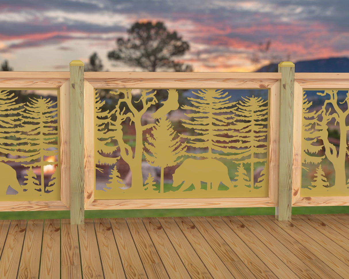 47"x30" - Bear Landscape Fence/Gate Panel Insert - Variation 4 - Madison Iron and Wood
